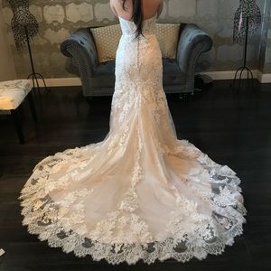 Stunning Champagne Mermaid Wedding Dress NWOT